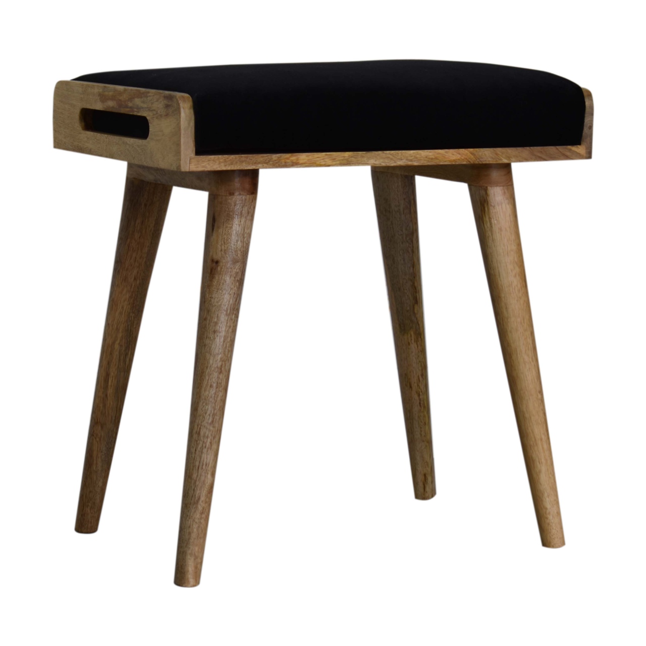 Black Velvet Tray Style Footstool - Image 3