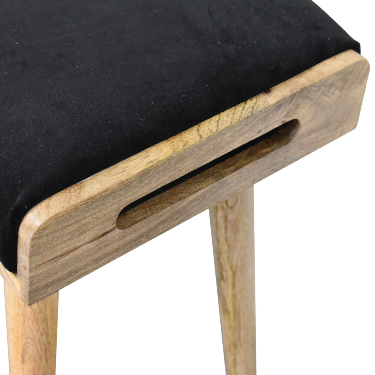 Black Velvet Tray Style Footstool - Image 7