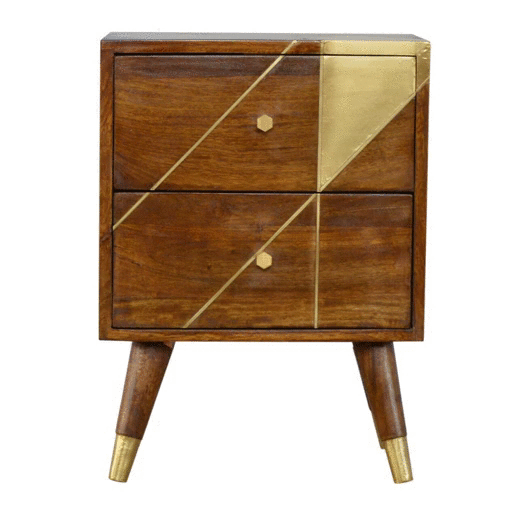 Gold Geometric Chestnut Bedside - Image 10