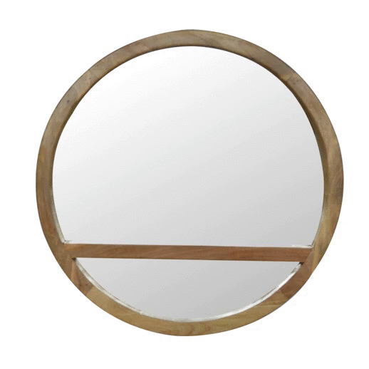 Wooden Round Mirror with 1 Shelf - Image 9