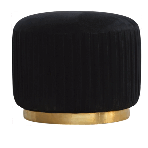 Black Velvet Pleated Footstool - Image 9