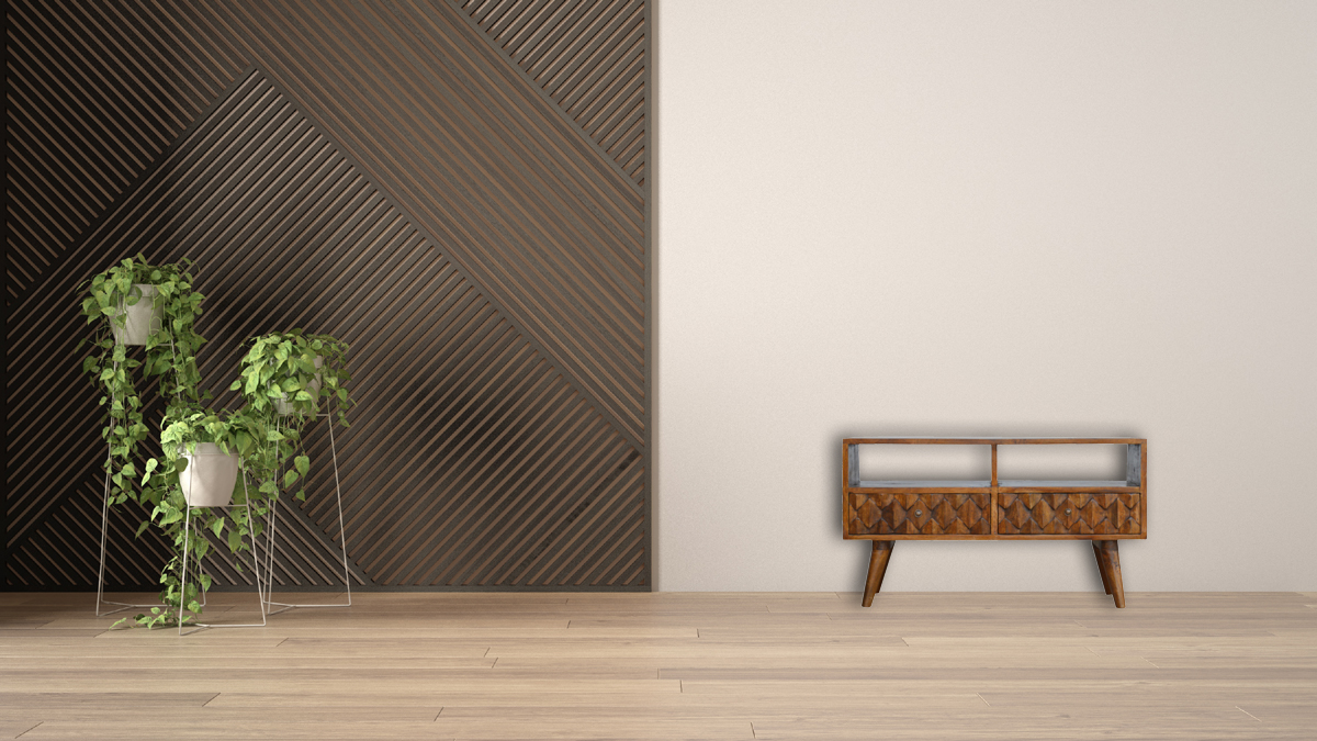 Chestnut Pineapple Carve Media Unit - Image 11