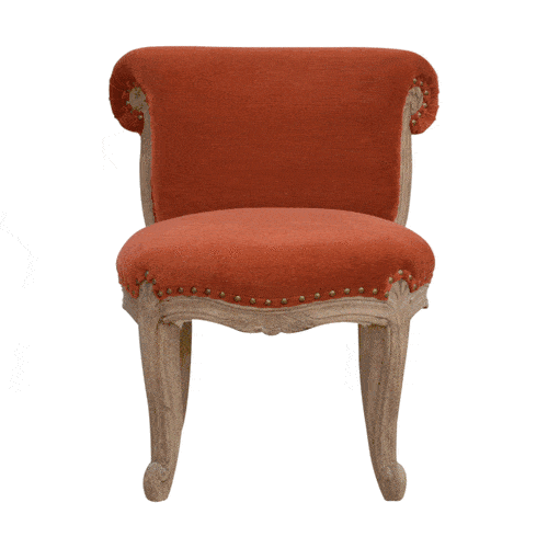 Brick Red Velvet Studded Chair - Image 11