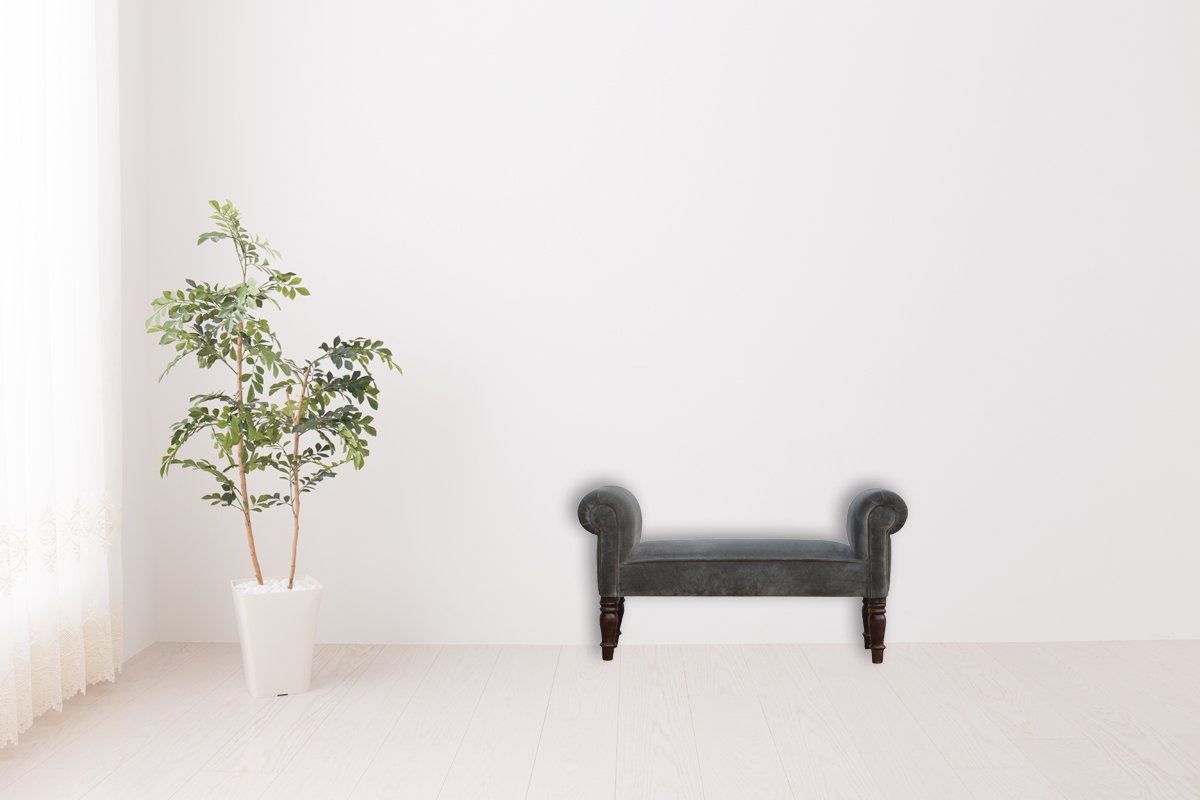 Grey Velvet Bench - Image 11