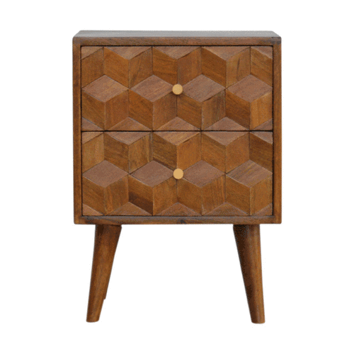 Chestnut Cube Carved Bedside - Image 10