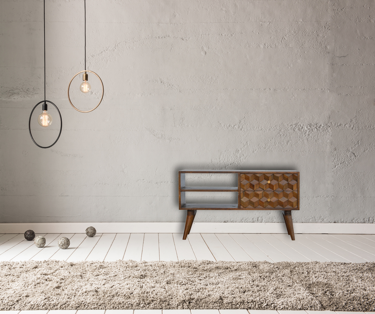 Chestnut Cube Carve Media Unit - Image 11