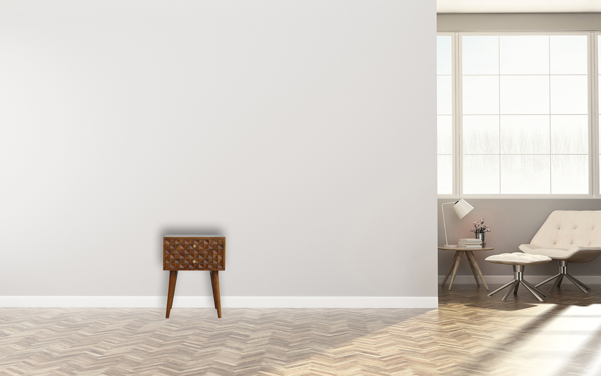 Diamond Carved Chestnut Bedside - Image 11