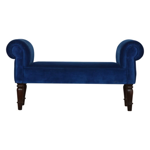 Royal Blue Velvet Bench - Image 10