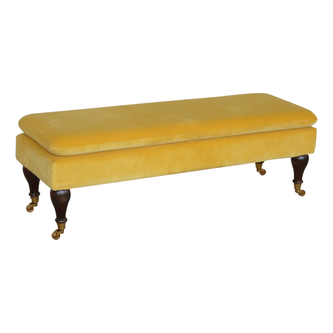 Mustard Velvet Castor Bench - Image 3