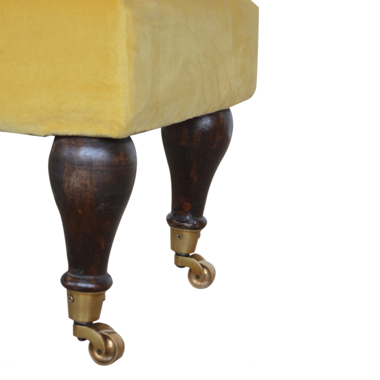 Mustard Velvet Castor Bench - Image 6