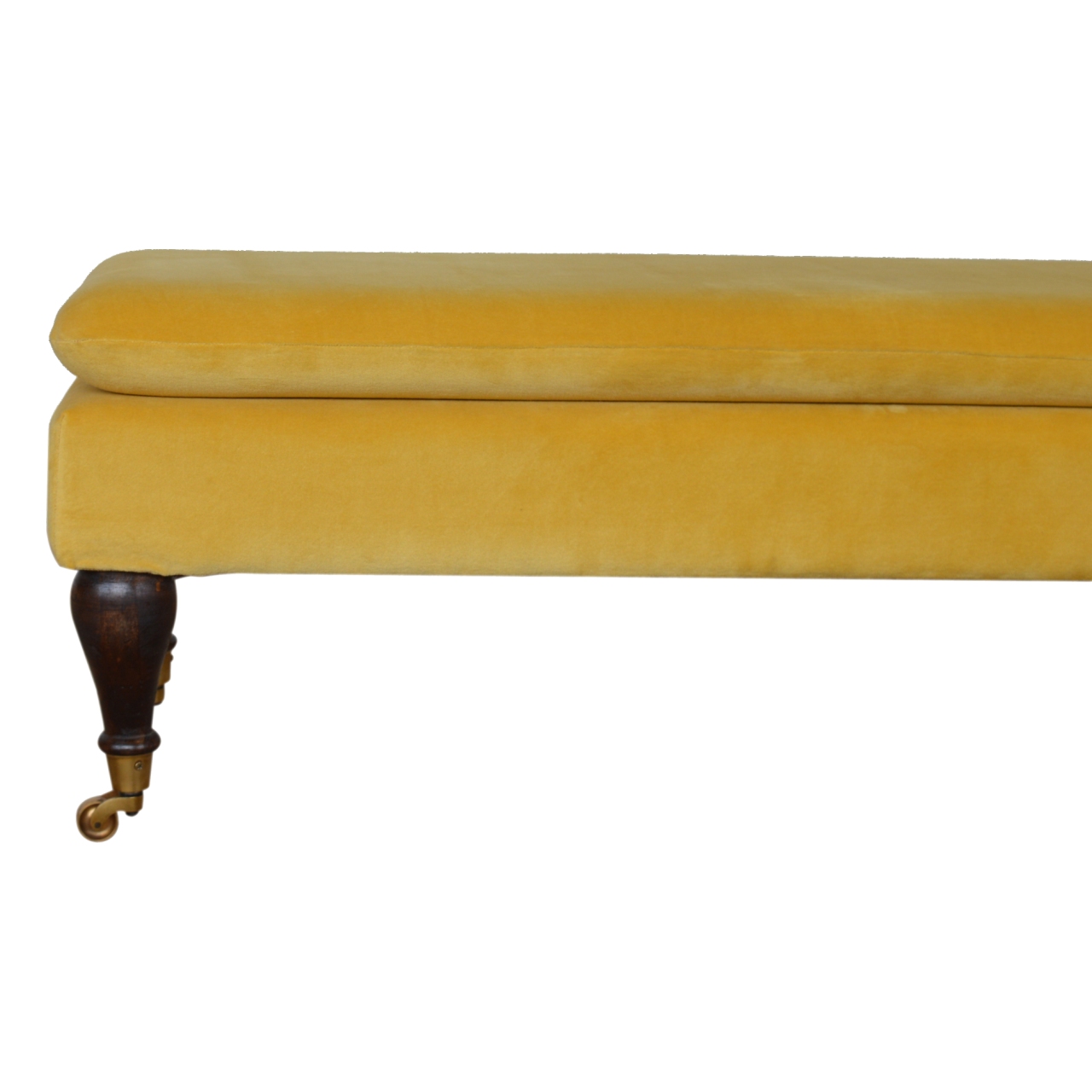 Mustard Velvet Castor Bench - Image 8