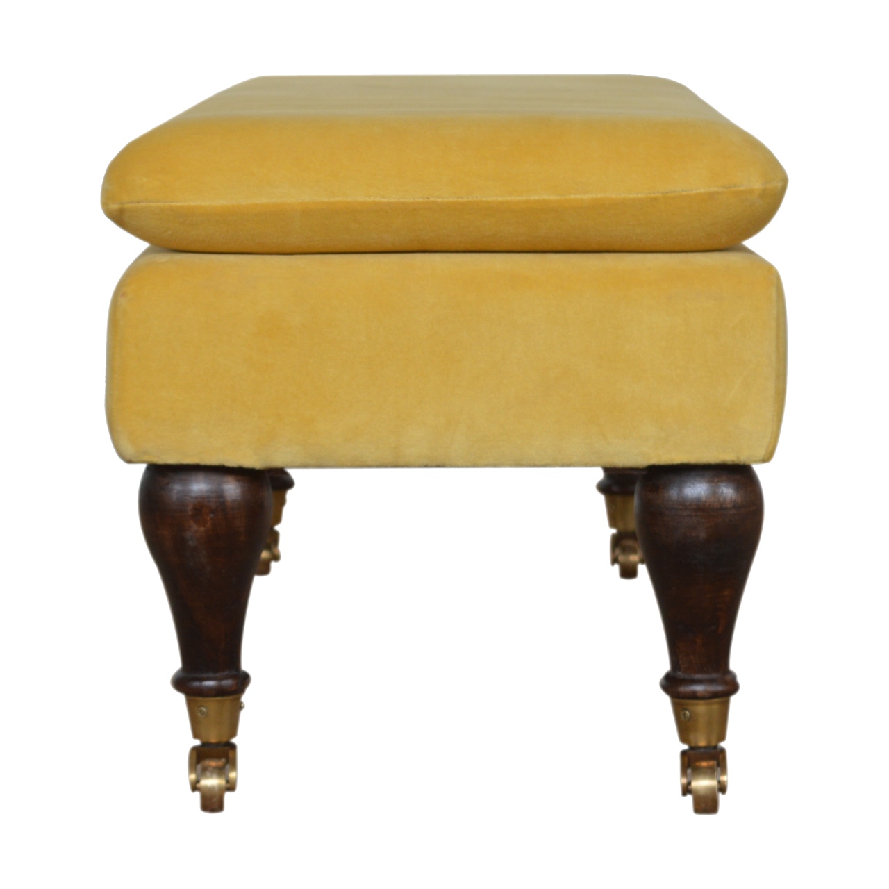 Mustard Velvet Castor Bench - Image 9