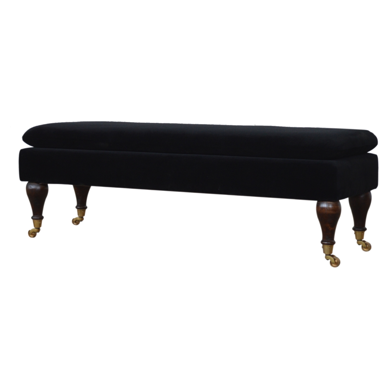 Black Velvet Castor Bench - Image 2