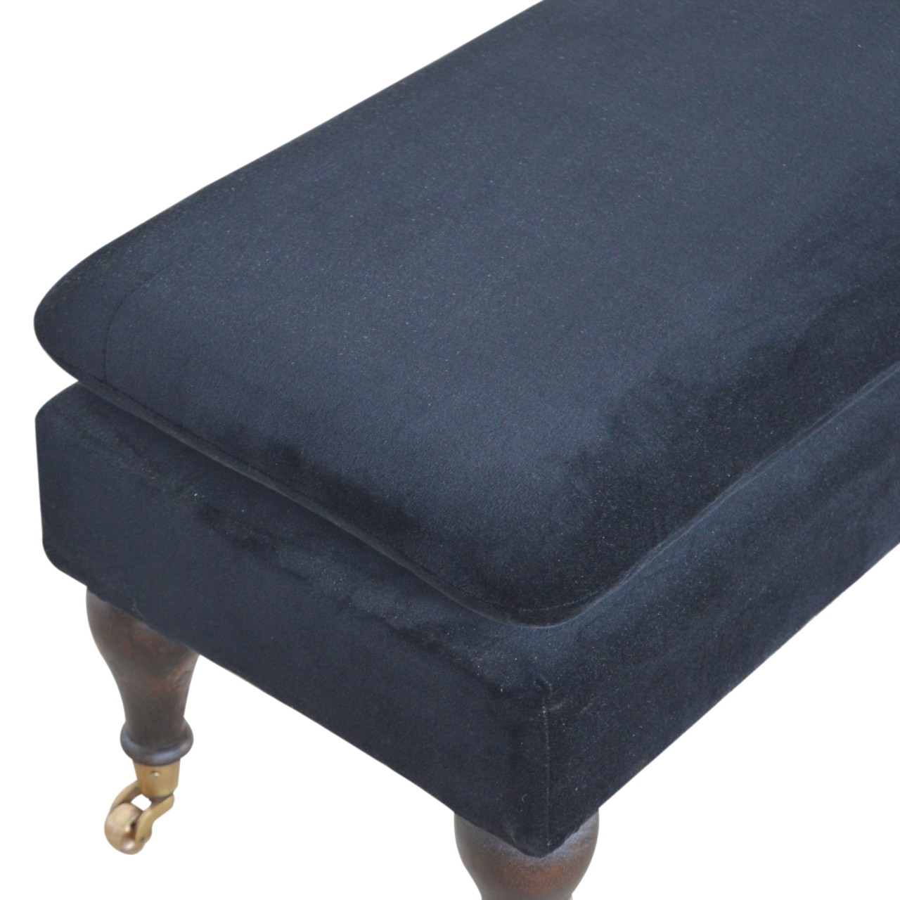 Black Velvet Castor Bench - Image 4