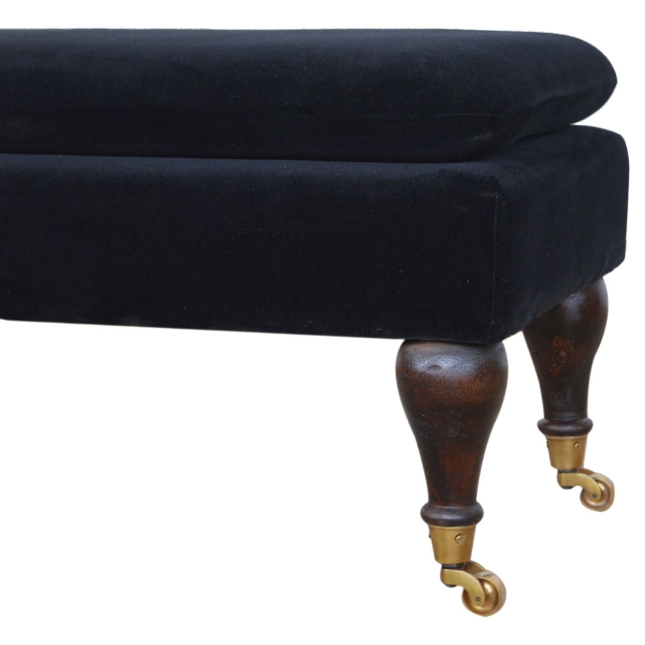 Black Velvet Castor Bench - Image 5