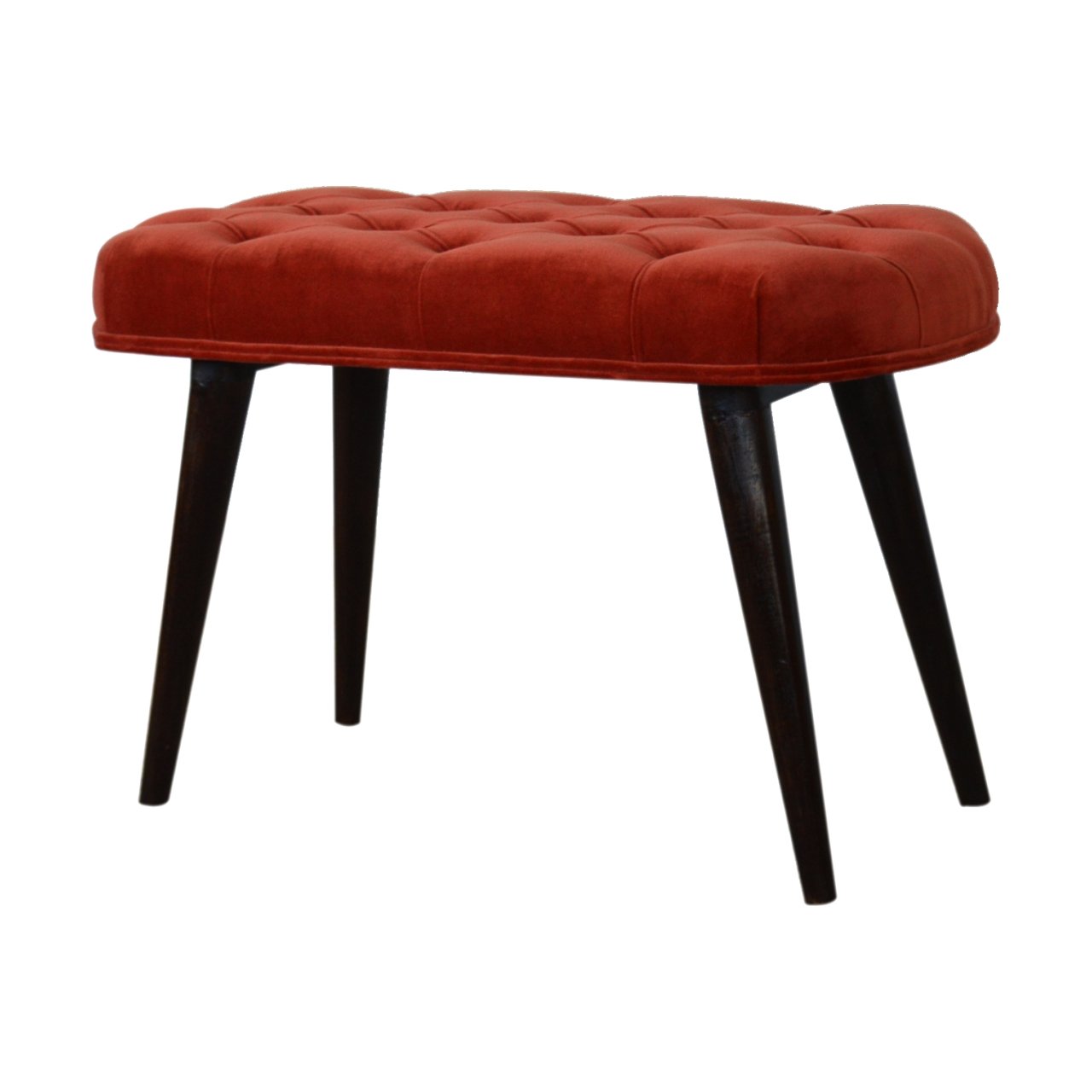 Brick Red Cotton Velvet Deep Bench - Image 2