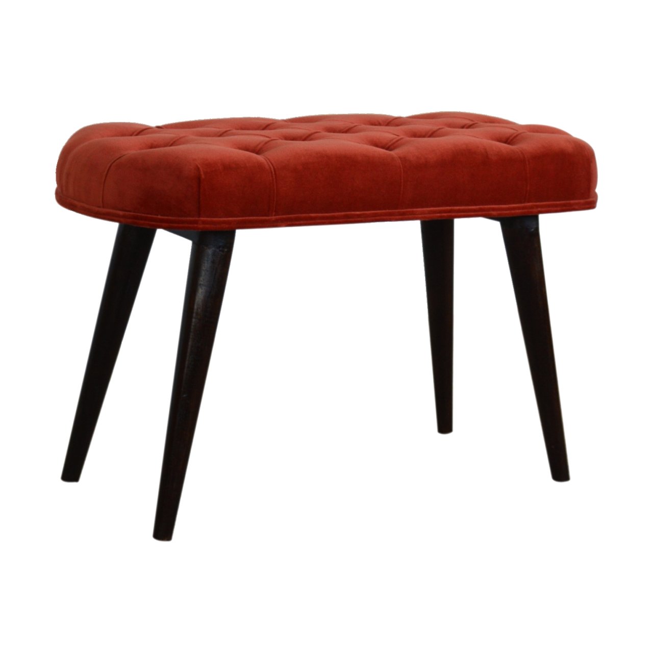 Brick Red Cotton Velvet Deep Bench - Image 3