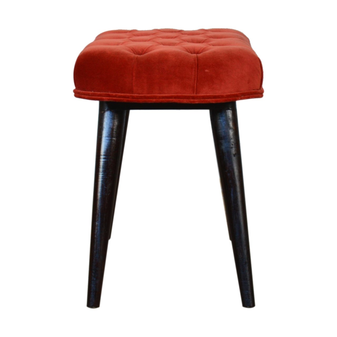 Brick Red Cotton Velvet Deep Bench - Image 9