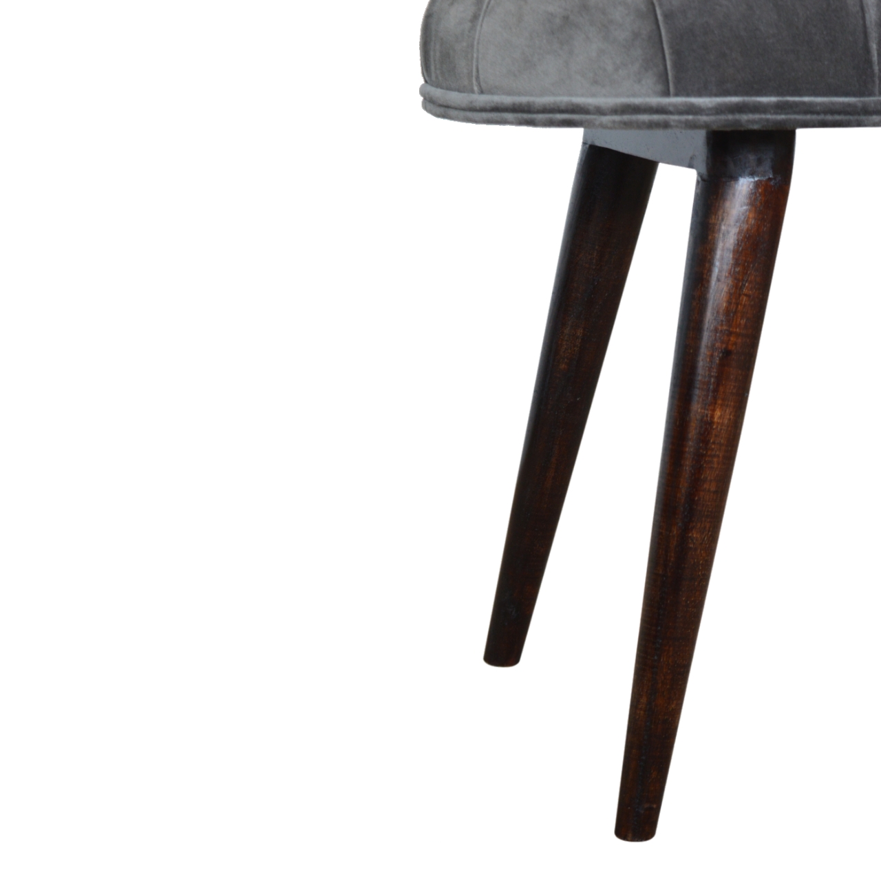 Grey Velvet Gold Base Footstool - Image 6