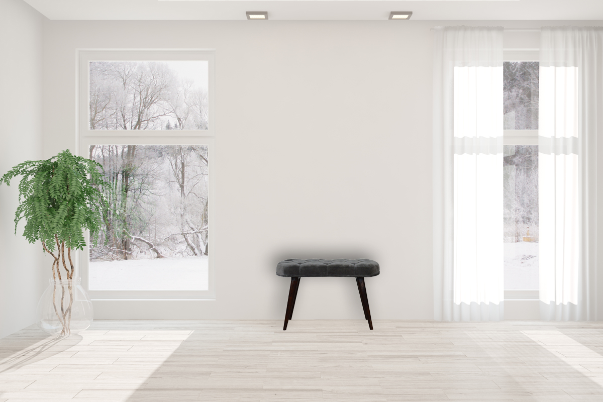 Grey Velvet Gold Base Footstool - Image 11