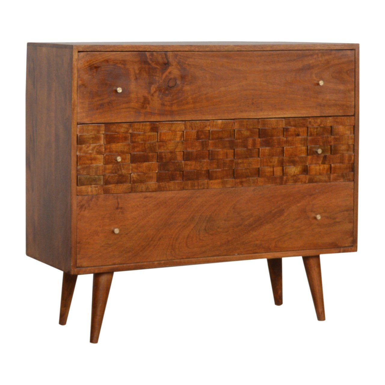 Tile Carved Chestnut Chest - Image 2