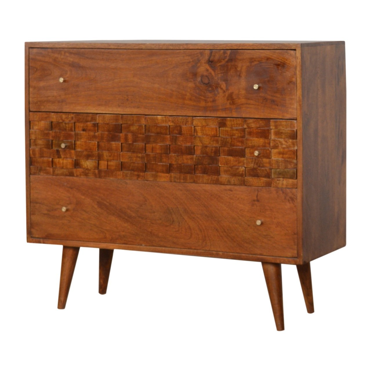 Tile Carved Chestnut Chest - Image 3