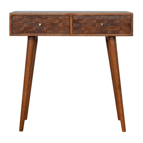 Tile Carve Chestnut Console - Image 11