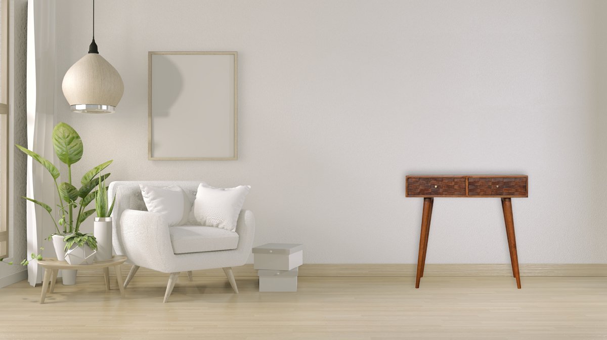 Tile Carve Chestnut Console - Image 12