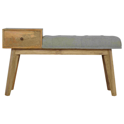 Grey Tweed Bench with 1 Drawer - Image 9