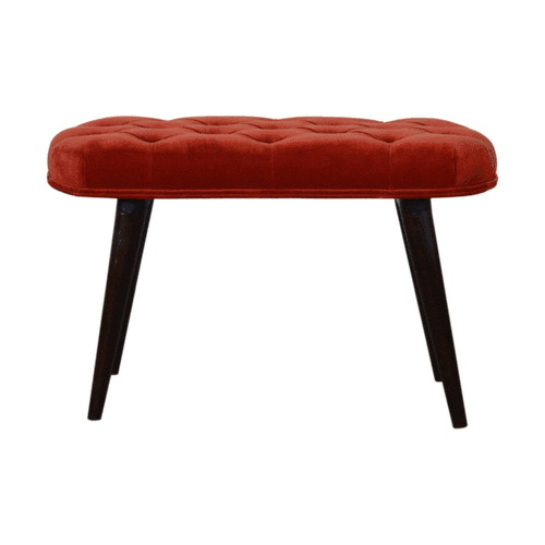 Brick Red Cotton Velvet Deep Bench - Image 11