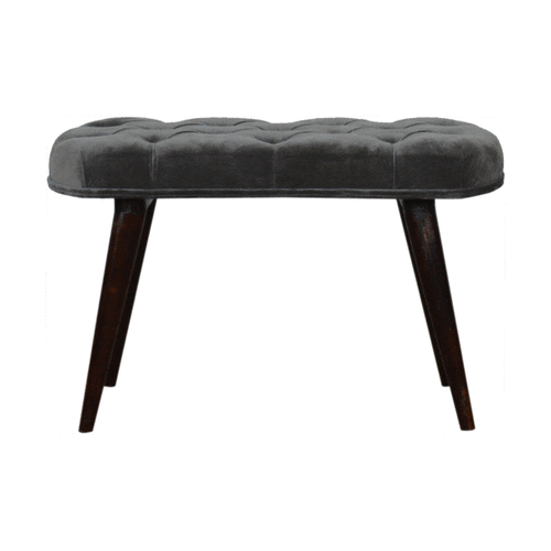 Grey Velvet Gold Base Footstool - Image 10