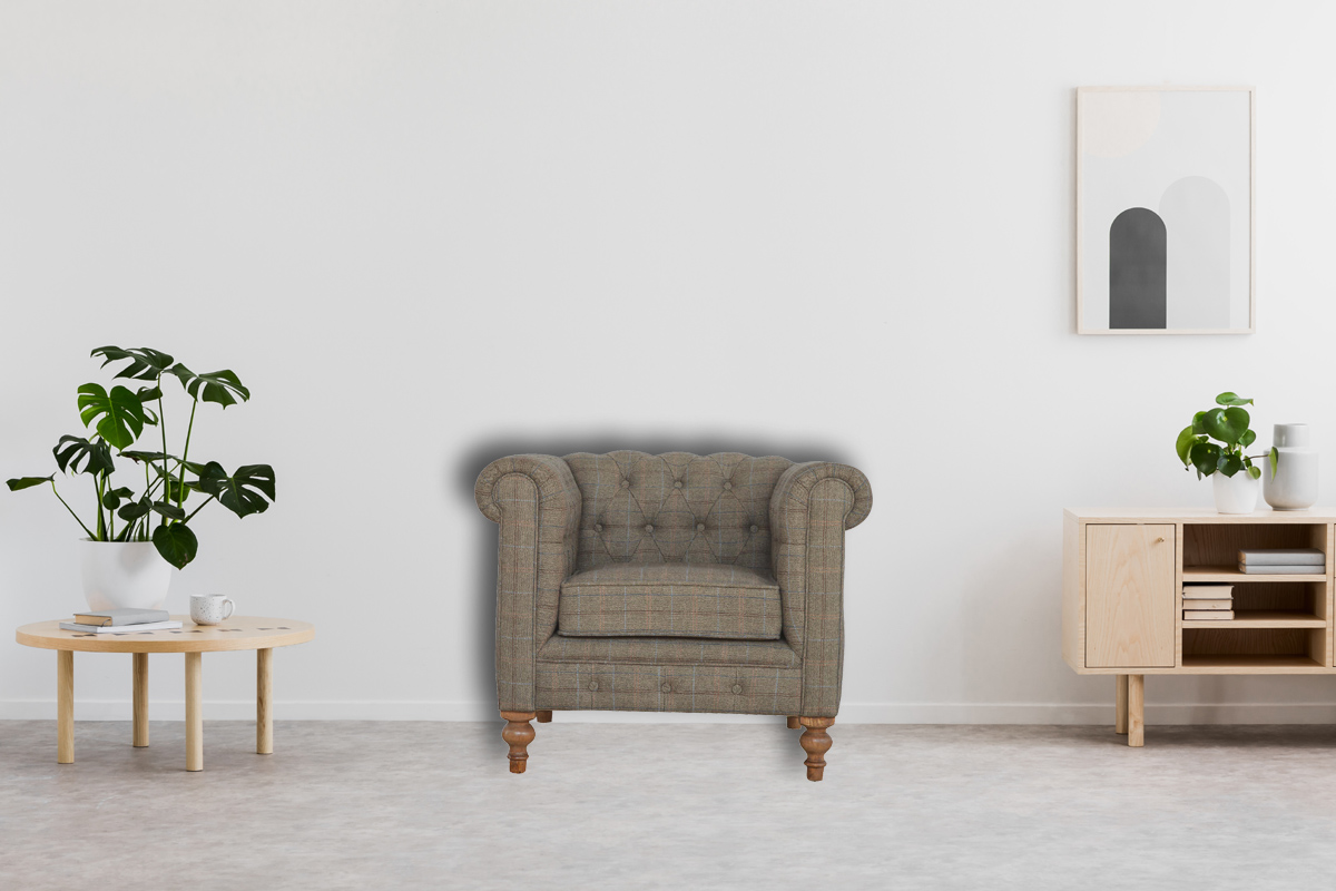 Chesterfield Multi Tweed Armchair - Image 13