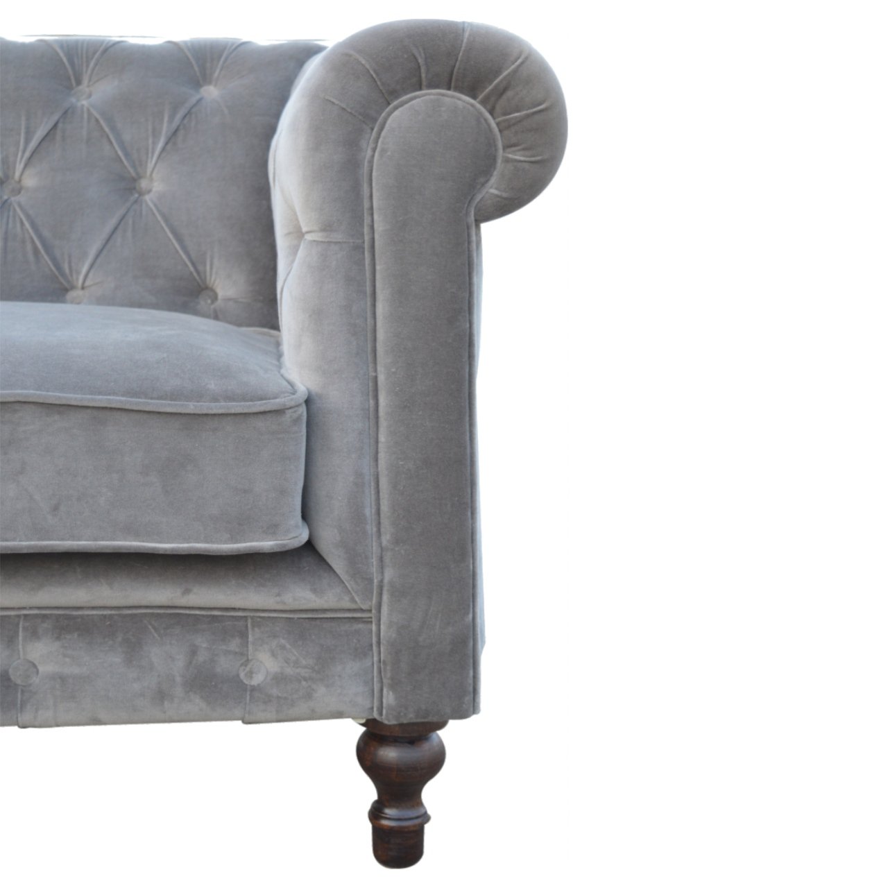 Grey Velvet Chesterfield Sofa - Image 7