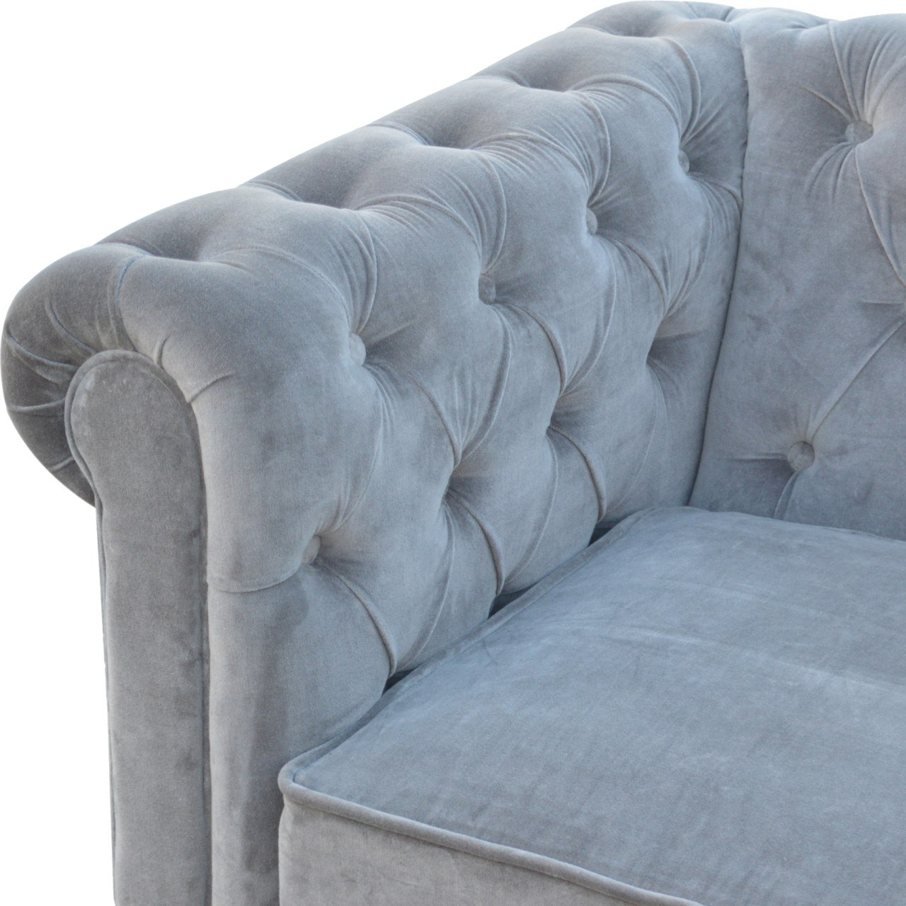 Grey Velvet Chesterfield Sofa - Image 5