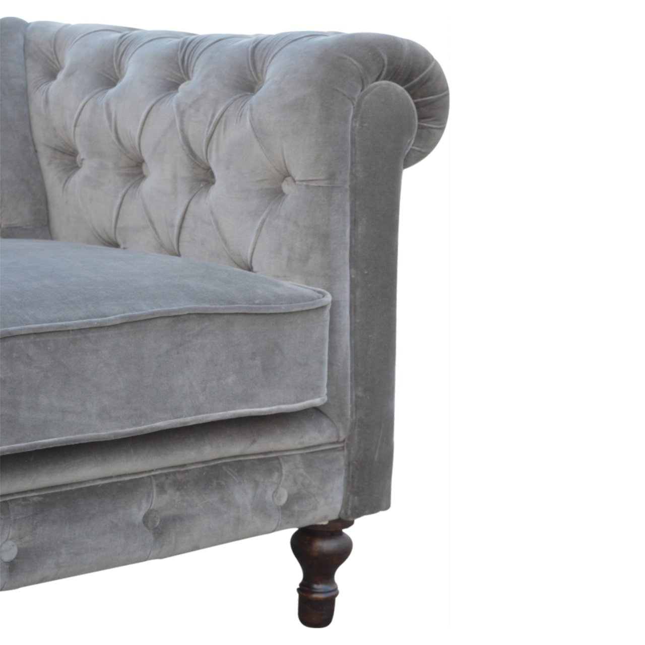 Grey Velvet Chesterfield Sofa - Image 3