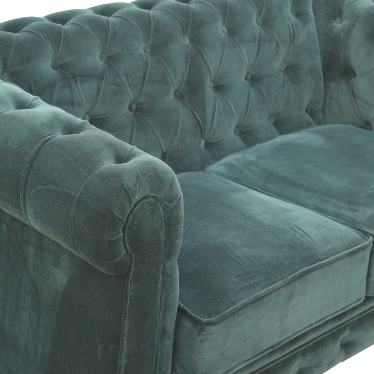Emerald Green Velvet Chesterfield - Image 3