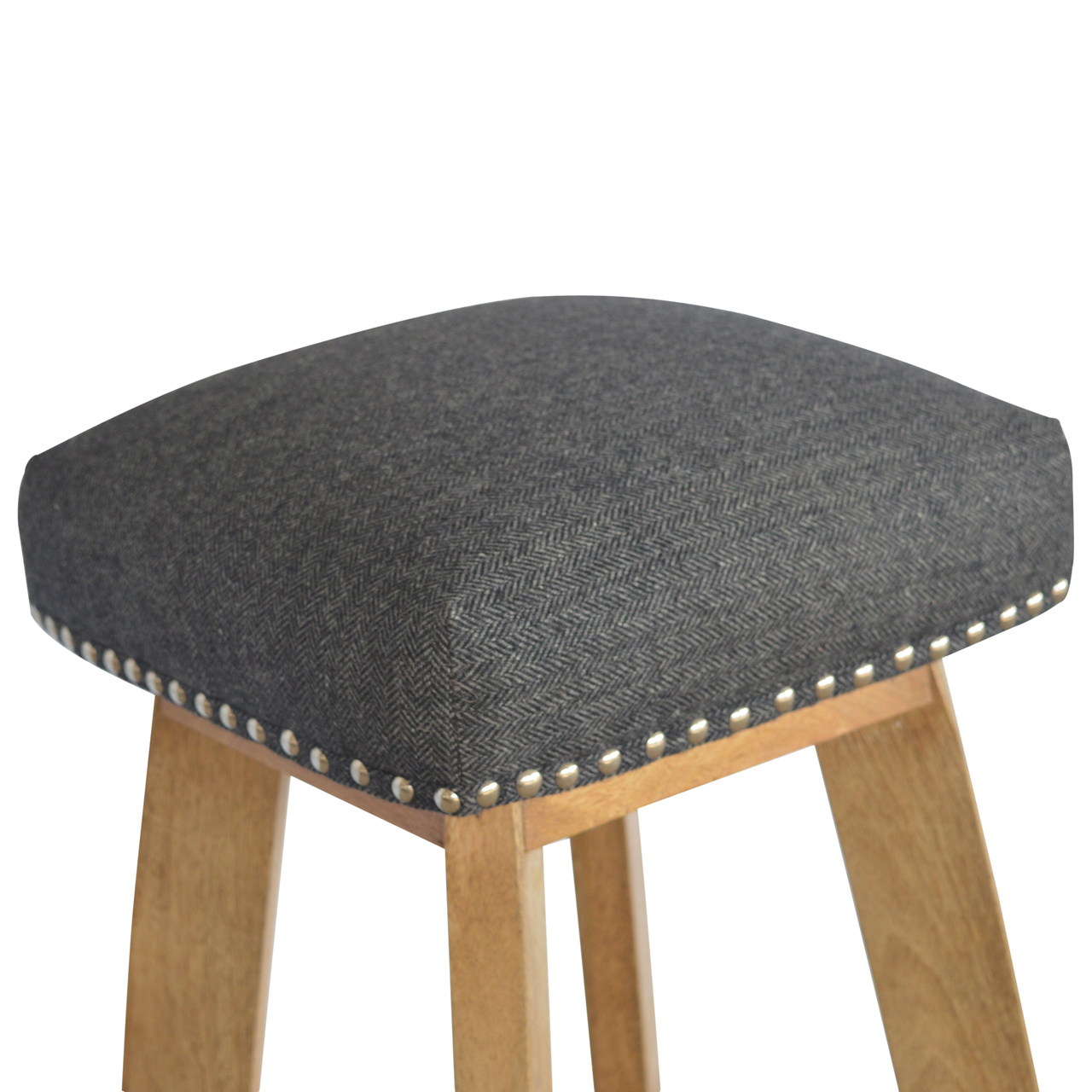 Black Tweed Studded Bar Stool - Image 4
