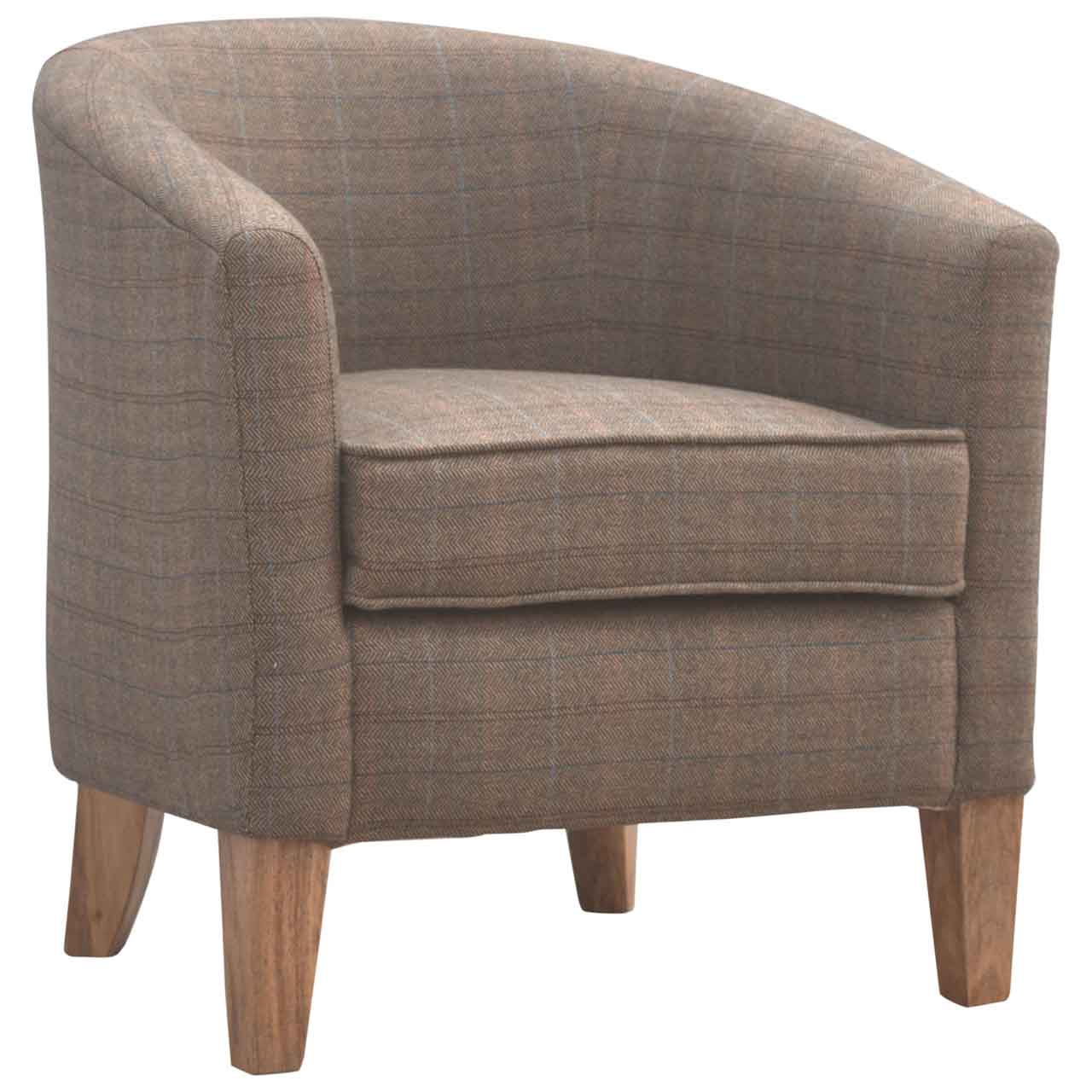 Upholstered Tweed Tub Chair - Image 2