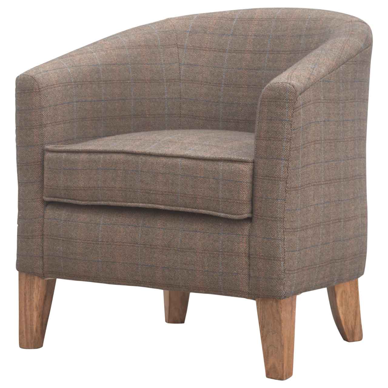 Upholstered Tweed Tub Chair - Image 3