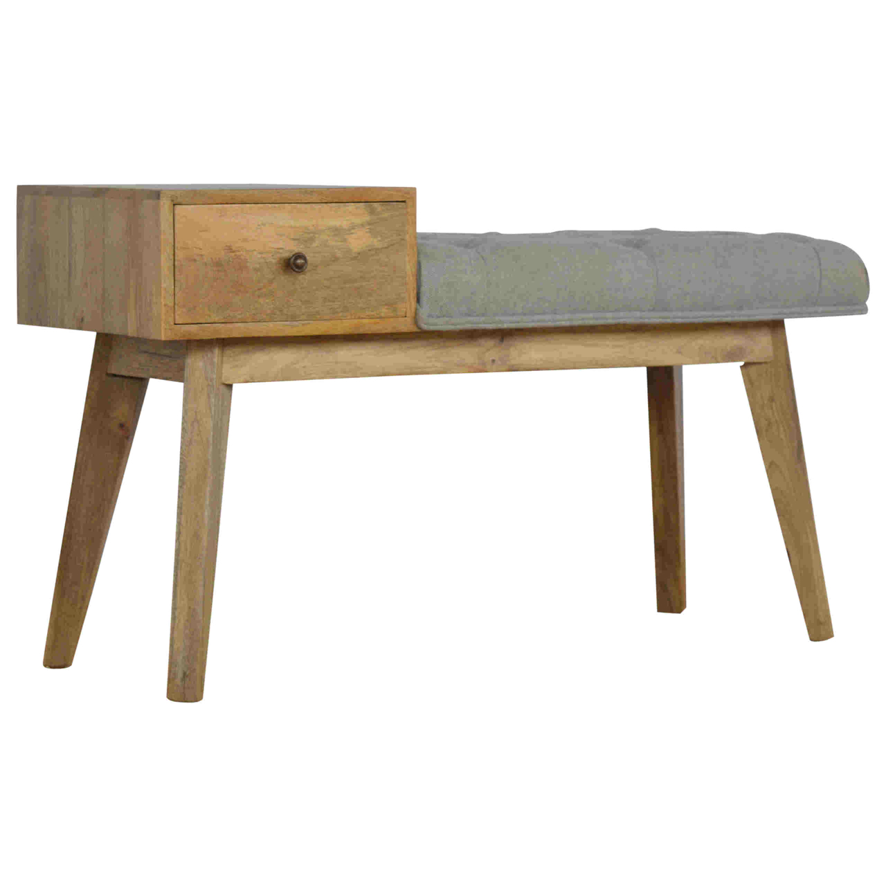 Grey Tweed Bench with 1 Drawer - Image 2