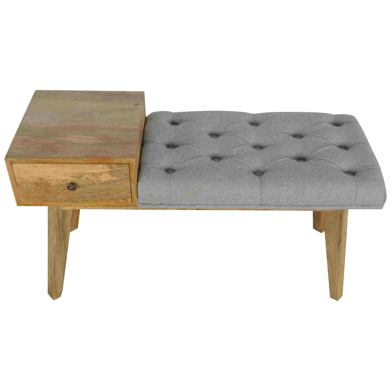 Grey Tweed Bench with 1 Drawer - Image 3