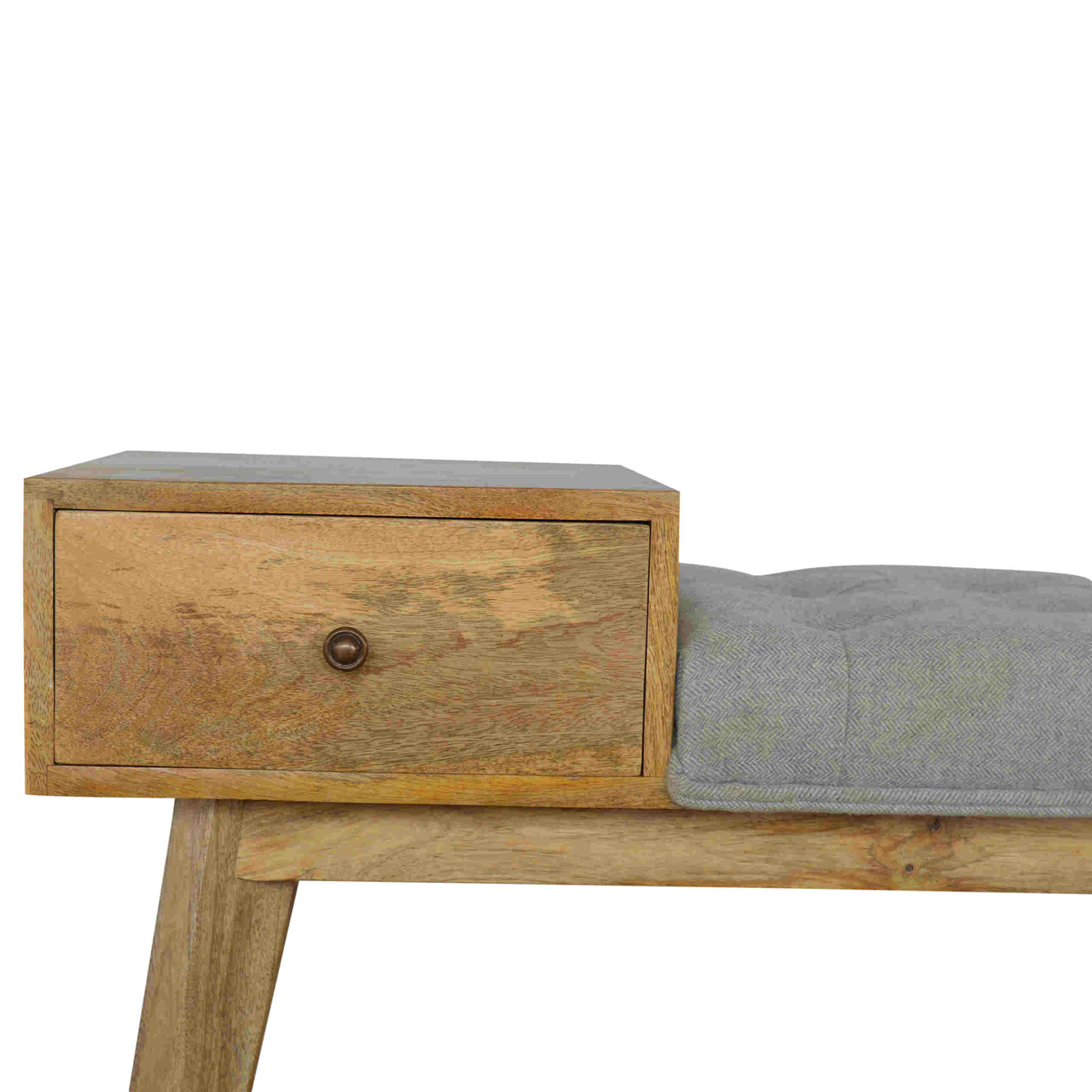 Grey Tweed Bench with 1 Drawer - Image 5