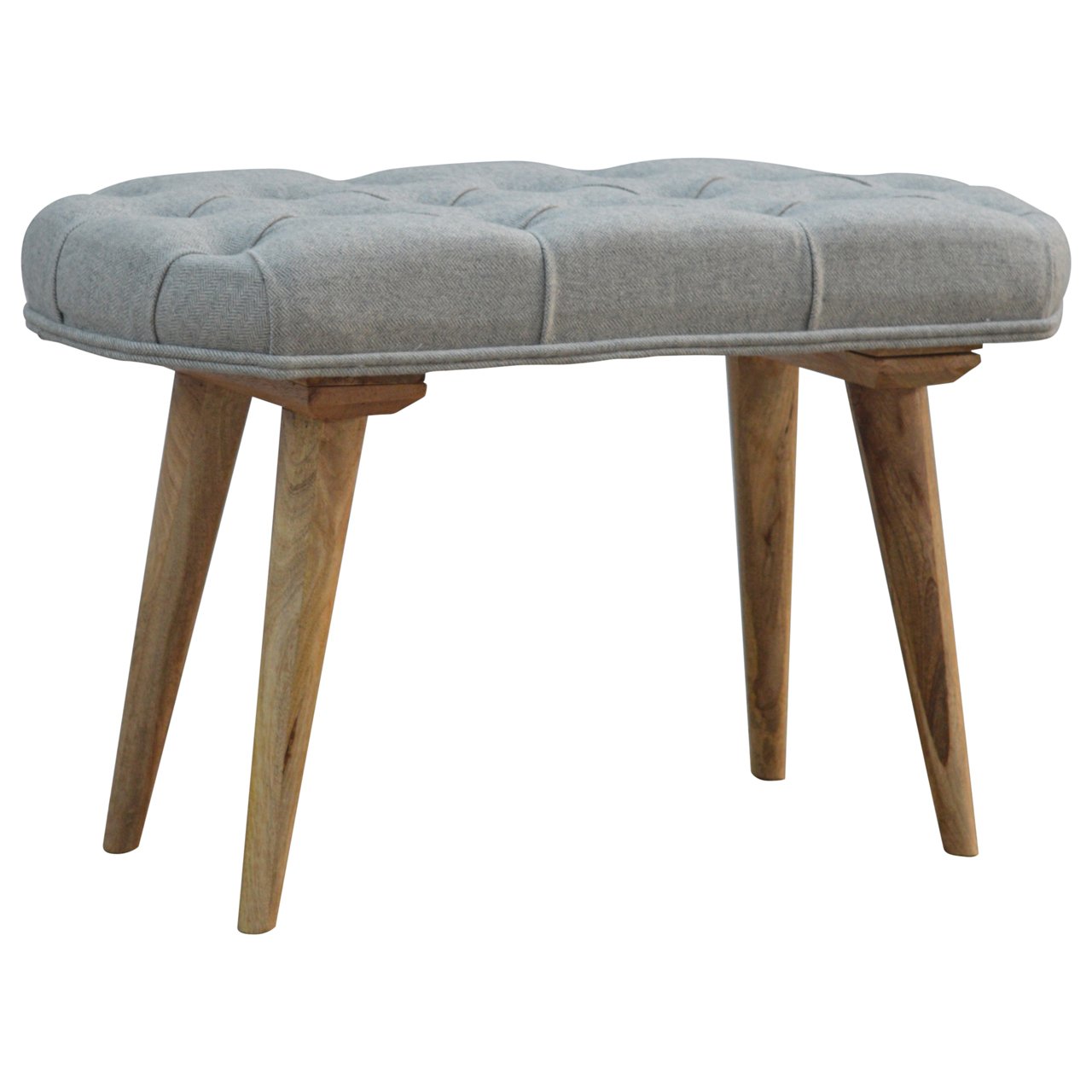 Deep Button Grey Tweed Bench - Image 2
