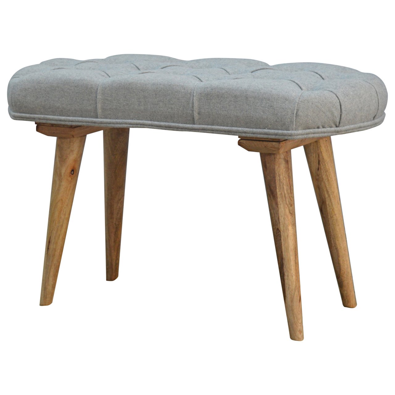 Deep Button Grey Tweed Bench - Image 3