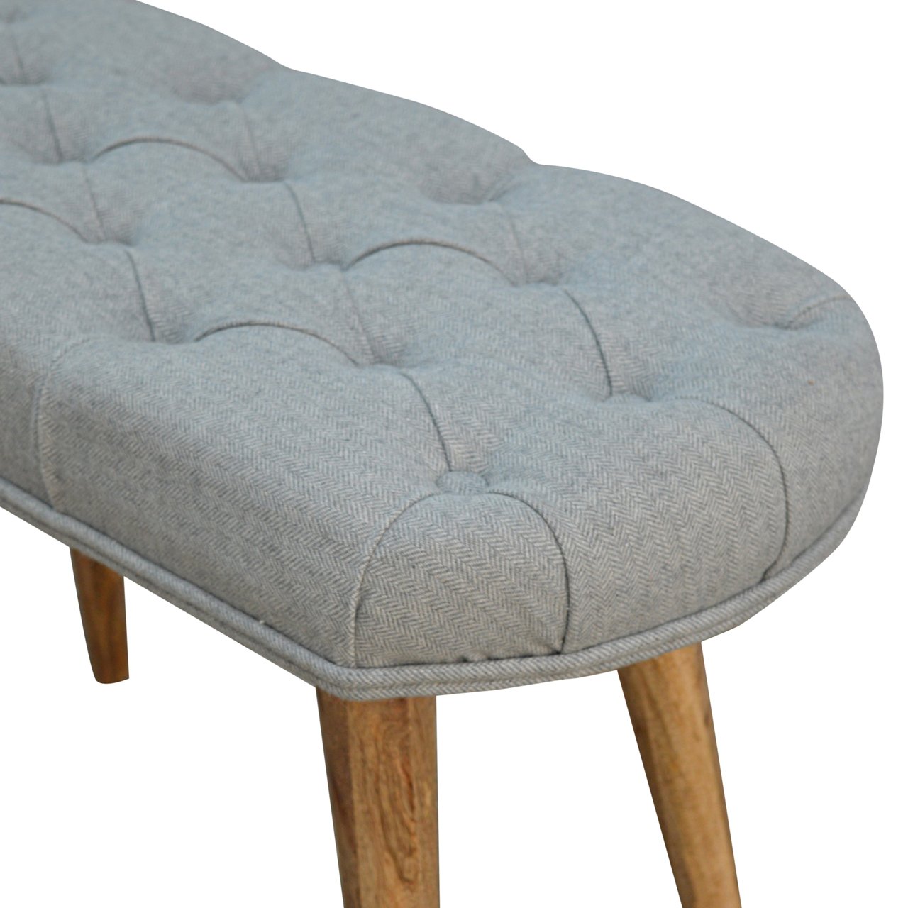 Deep Button Grey Tweed Bench - Image 4