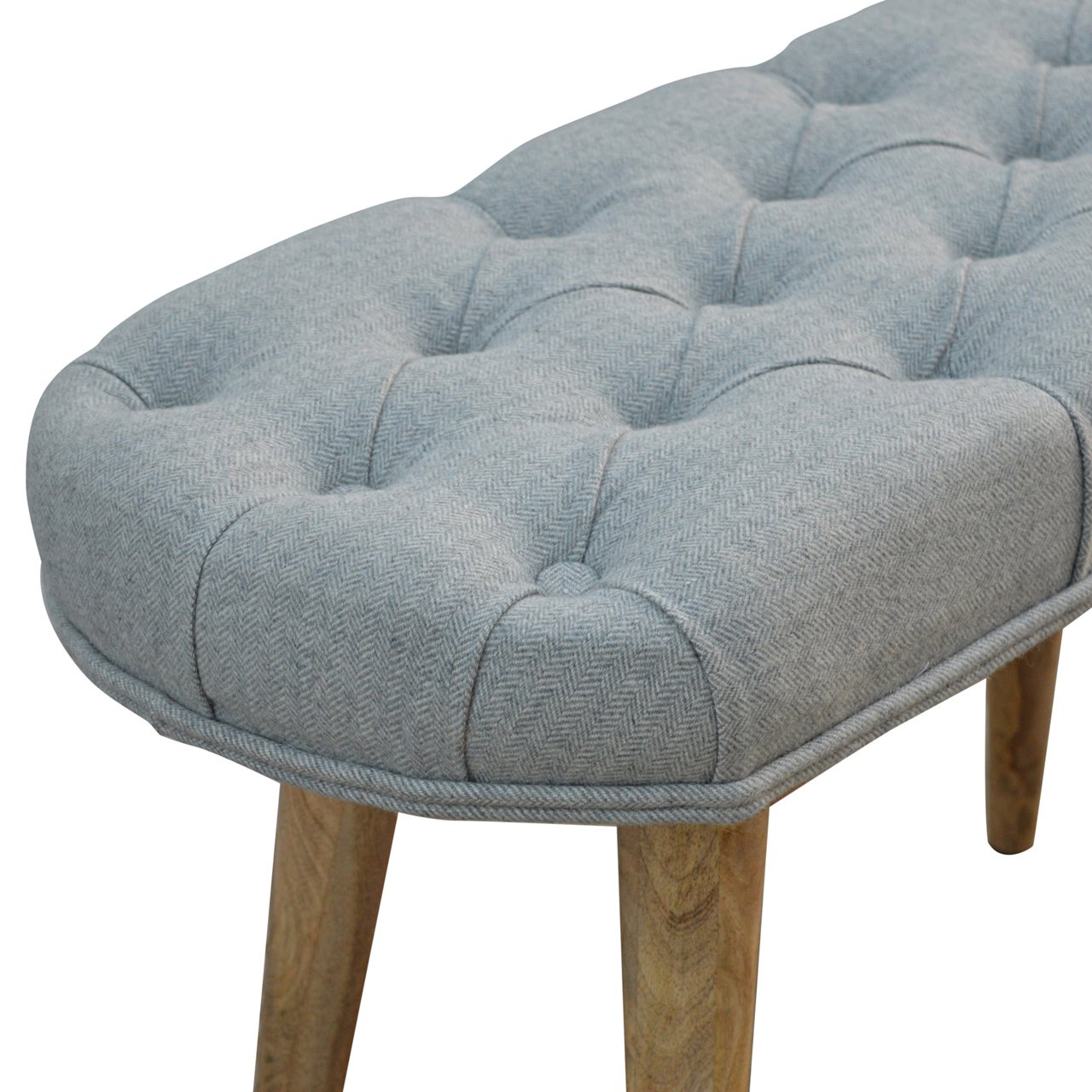 Deep Button Grey Tweed Bench - Image 5
