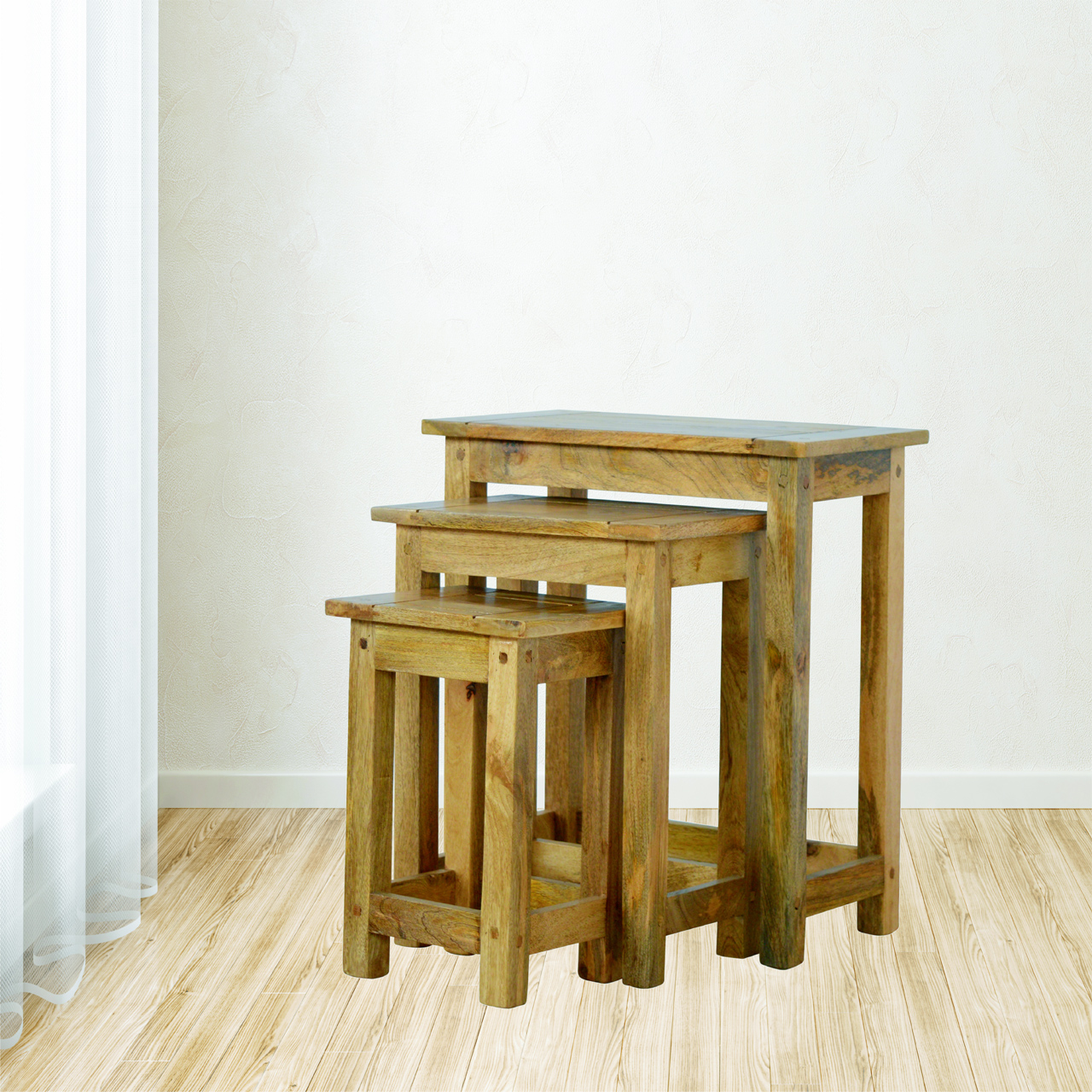 Solid Wood Stool Set of 3 - Image 2