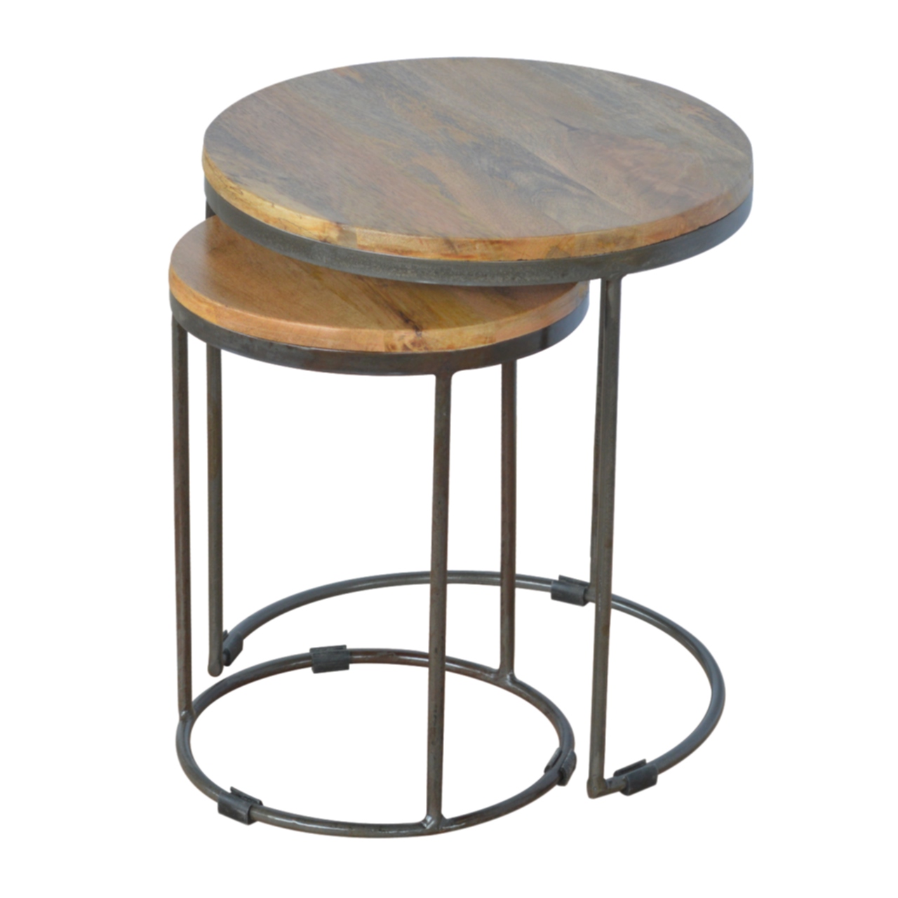 Round Stool Set of 2 with Iron Base - Image 8