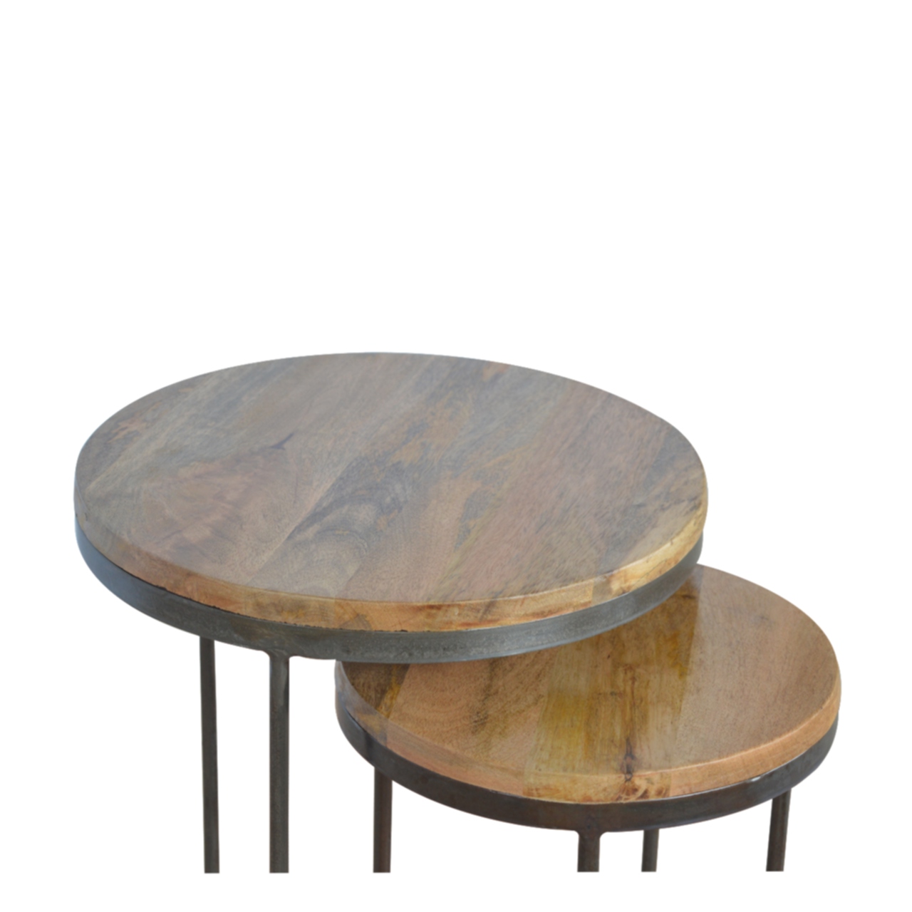 Round Stool Set of 2 with Iron Base - Image 4