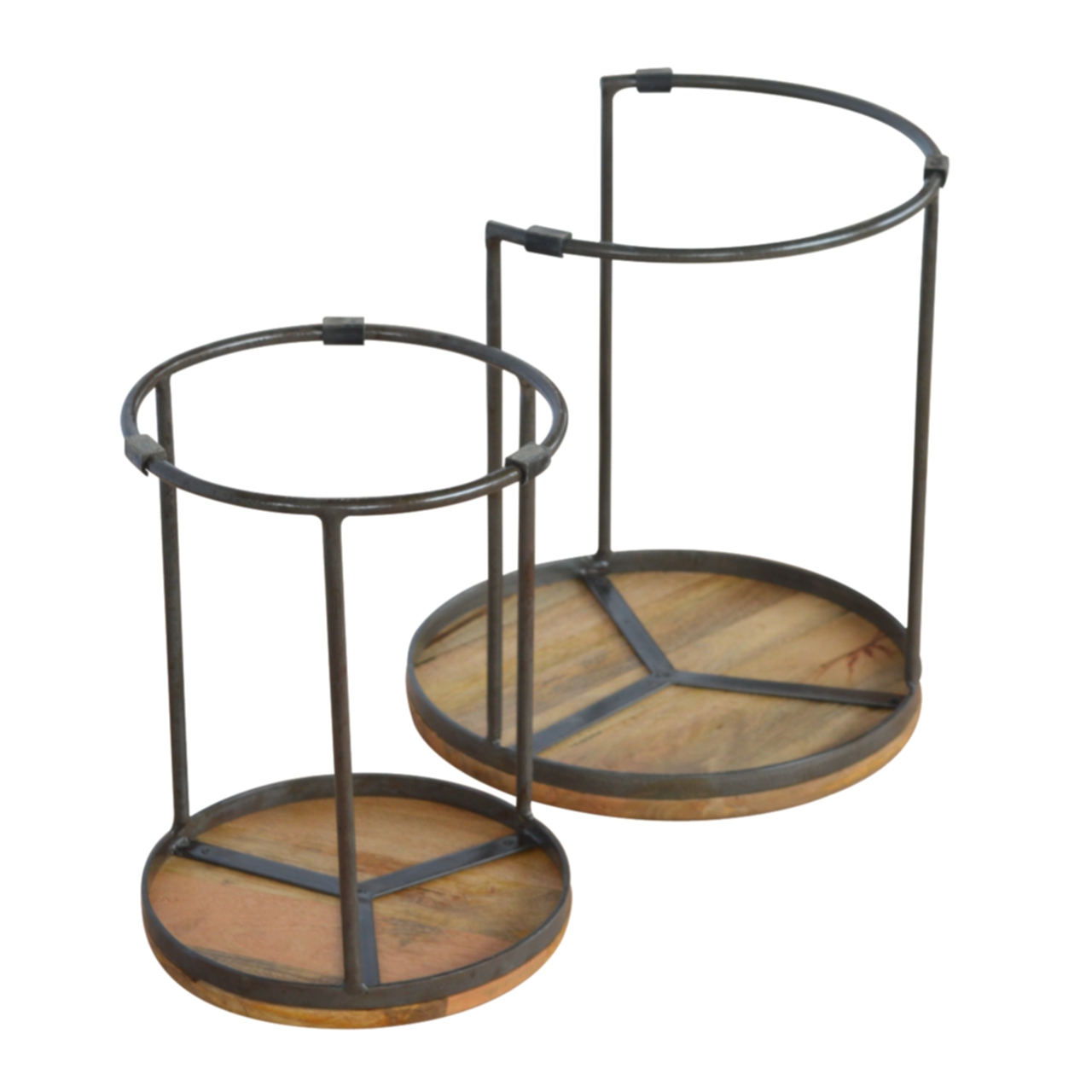 Round Stool Set of 2 with Iron Base - Image 6